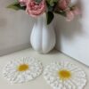 Epoxy coasters set: «White Rhubarb Duo» - Image 4