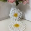 Epoxy coasters set: «White Rhubarb Duo»