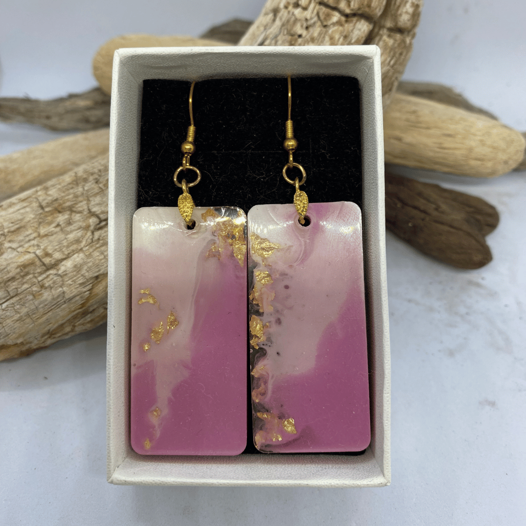 Auskarai „Rožiniai vingiai“