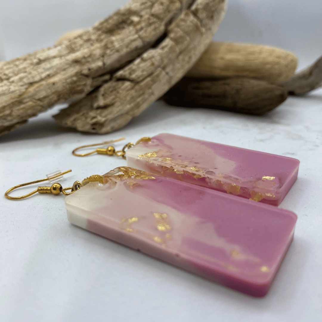 Auskarai „Rožiniai vingiai“