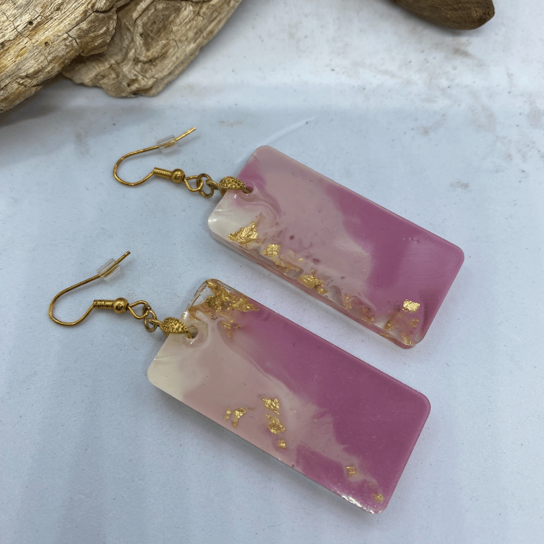 Auskarai „Rožiniai vingiai“